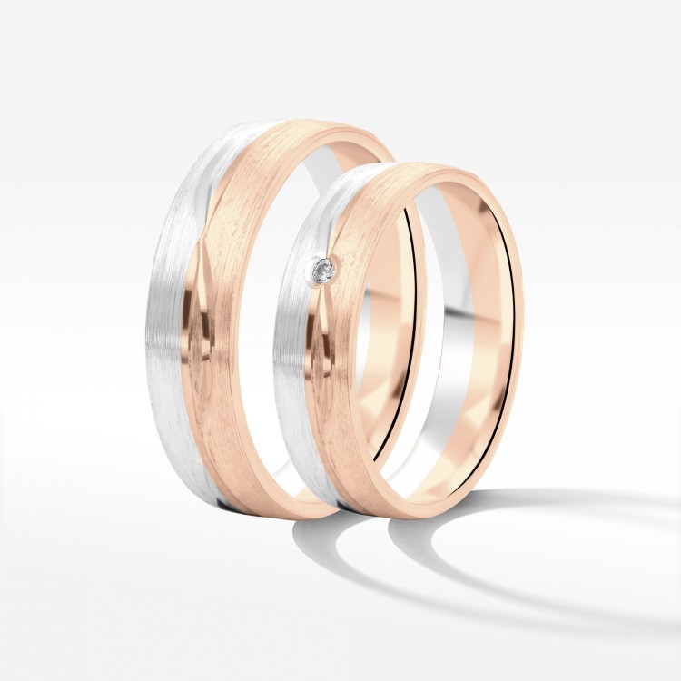 Obrączki ślubne z dwukolorowego złota 5mm