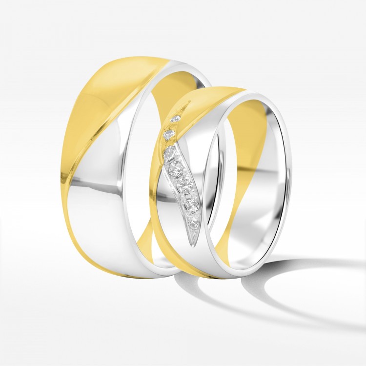 Obrączki ślubne z dwukolorowego złota 6.5mm