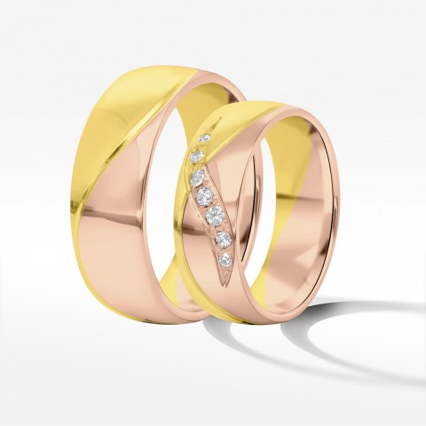 Obrączki ślubne z dwukolorowego złota 6.5mm