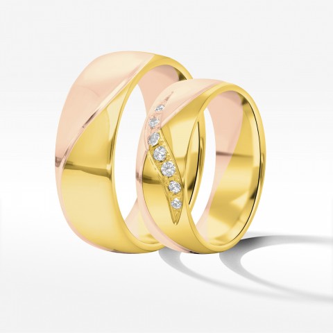 Obrączki ślubne z dwukolorowego złota 6.5mm