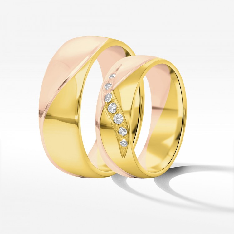 Obrączki ślubne z dwukolorowego złota 6.5mm