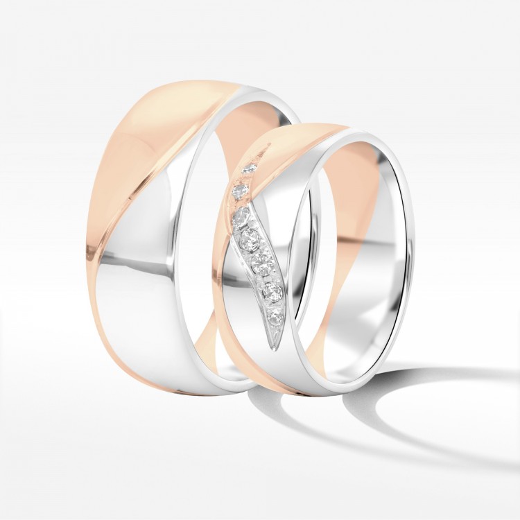 Obrączki ślubne z dwukolorowego złota 6.5mm