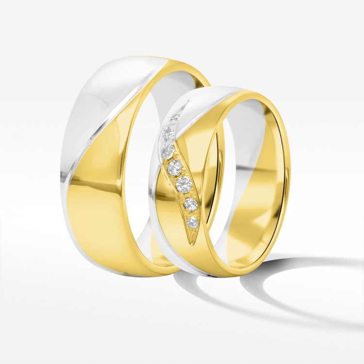 Obrączki ślubne z dwukolorowego złota 6.5mm