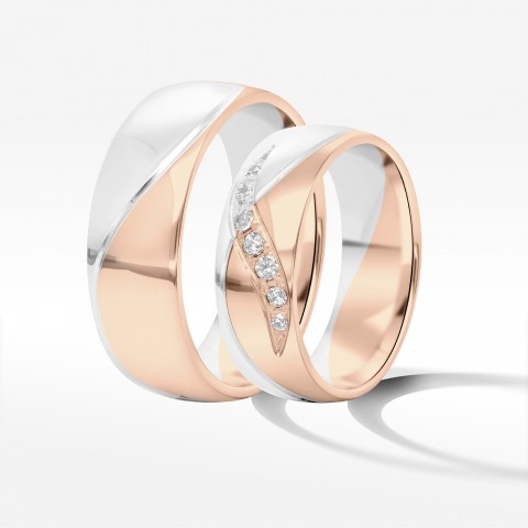 Obrączki ślubne z dwukolorowego złota 6.5mm