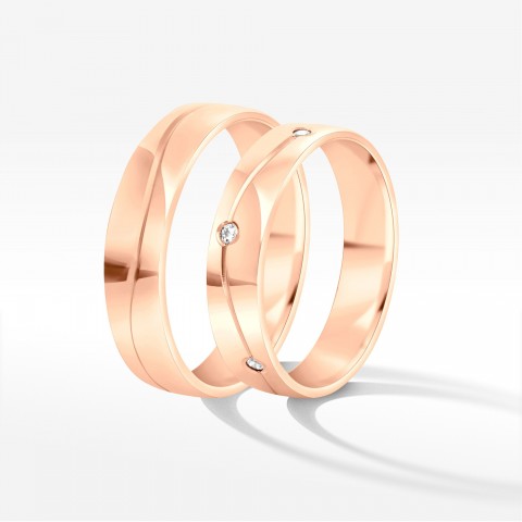 Obrączki ślubne z różowego złota 4.5mm półokrągłe