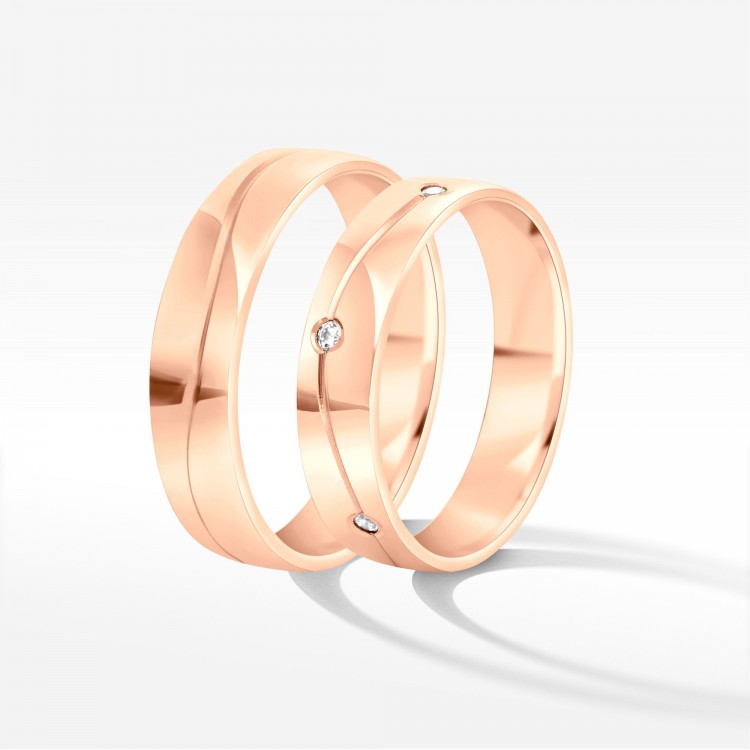Obrączki ślubne z różowego złota 4.5mm półokrągłe