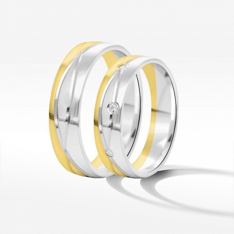 Obrączki ślubne z dwukolorowego złota 5mm