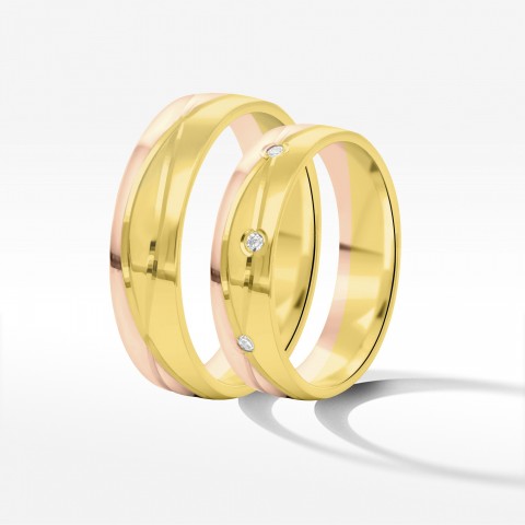Obrączki ślubne z dwukolorowego złota 5mm