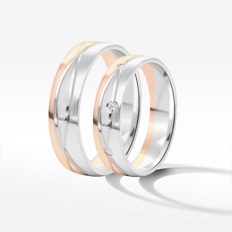 Obrączki ślubne z dwukolorowego złota 5mm