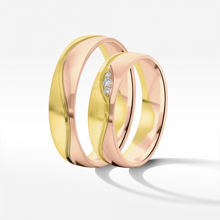 Obrączki ślubne z dwukolorowego złota 5mm