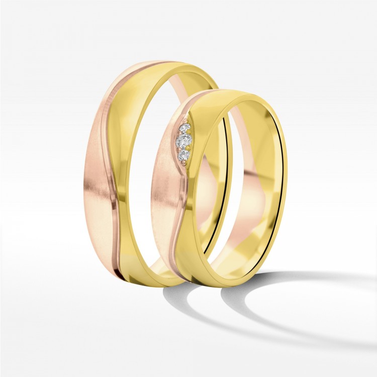 Obrączki ślubne z dwukolorowego złota 5mm
