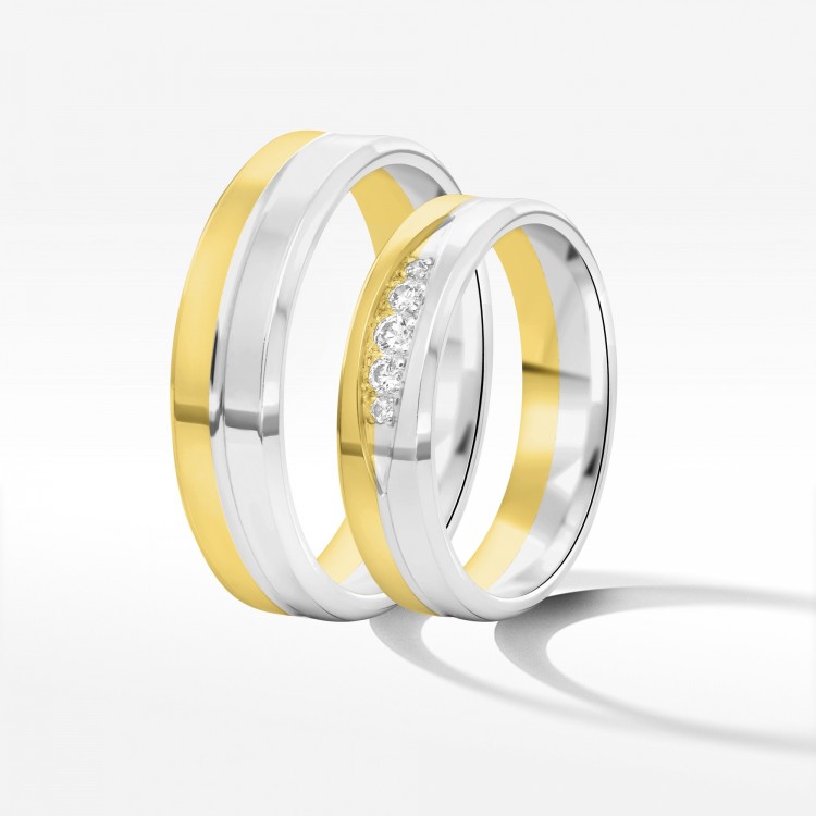 Obrączki ślubne z dwukolorowego złota 5mm