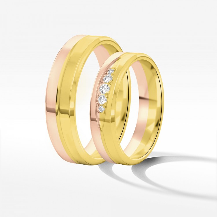 Obrączki ślubne z dwukolorowego złota 5mm