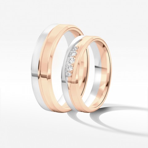 Obrączki ślubne z dwukolorowego złota 5mm