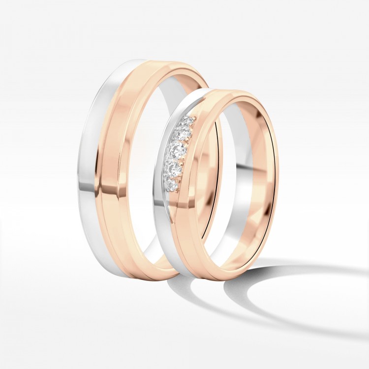 Obrączki ślubne z dwukolorowego złota 5mm