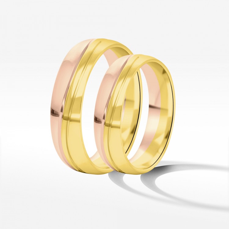 Obrączki ślubne z dwukolorowego złota 5mm