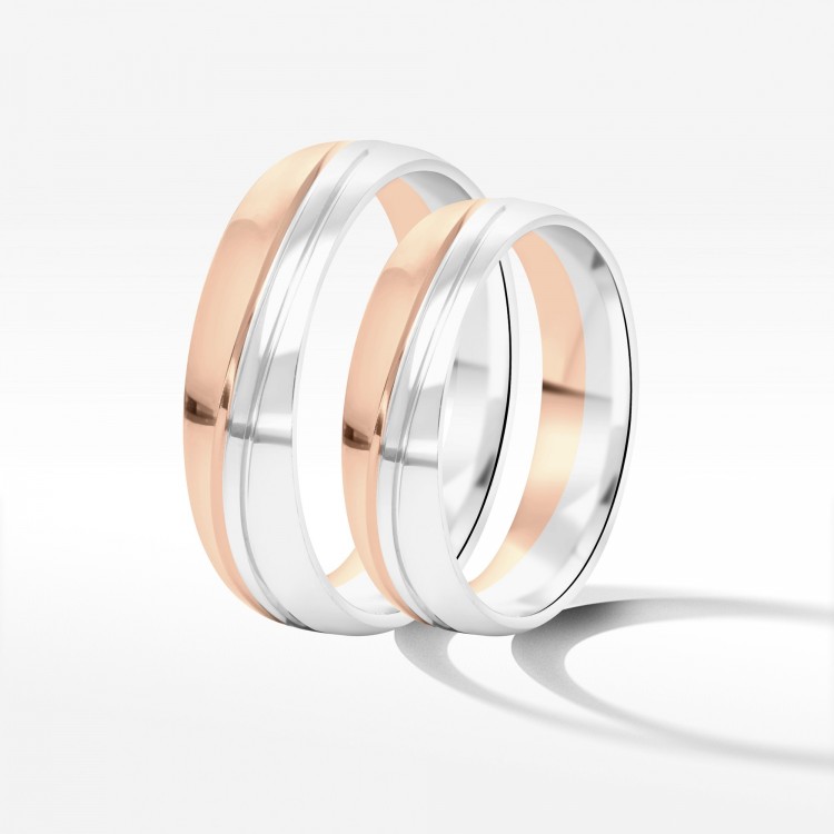 Obrączki ślubne z dwukolorowego złota 5mm