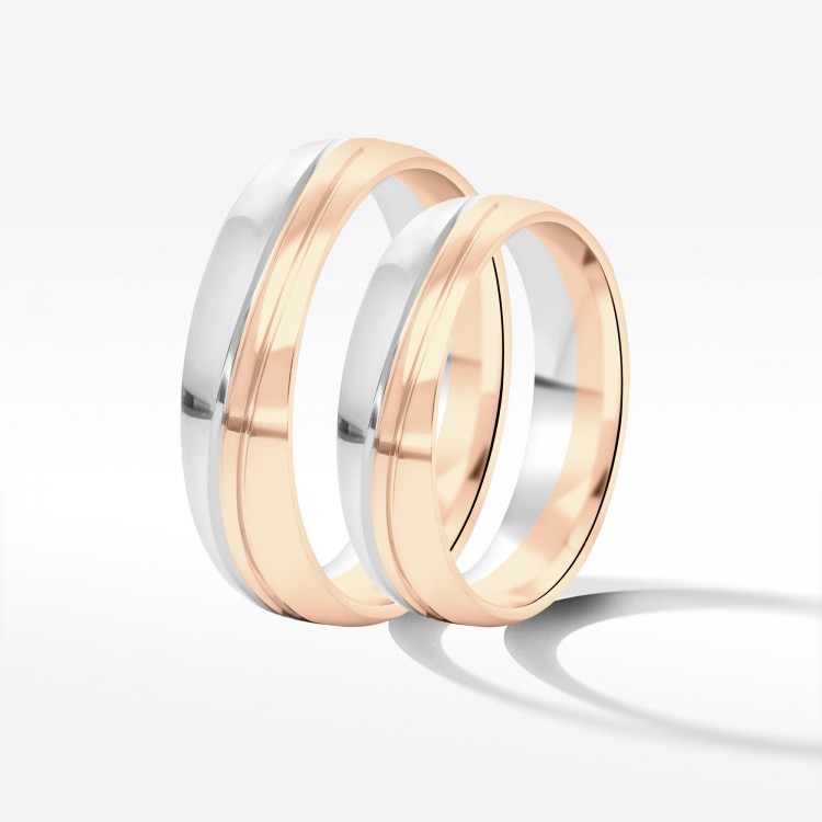 Obrączki ślubne z dwukolorowego złota 5mm