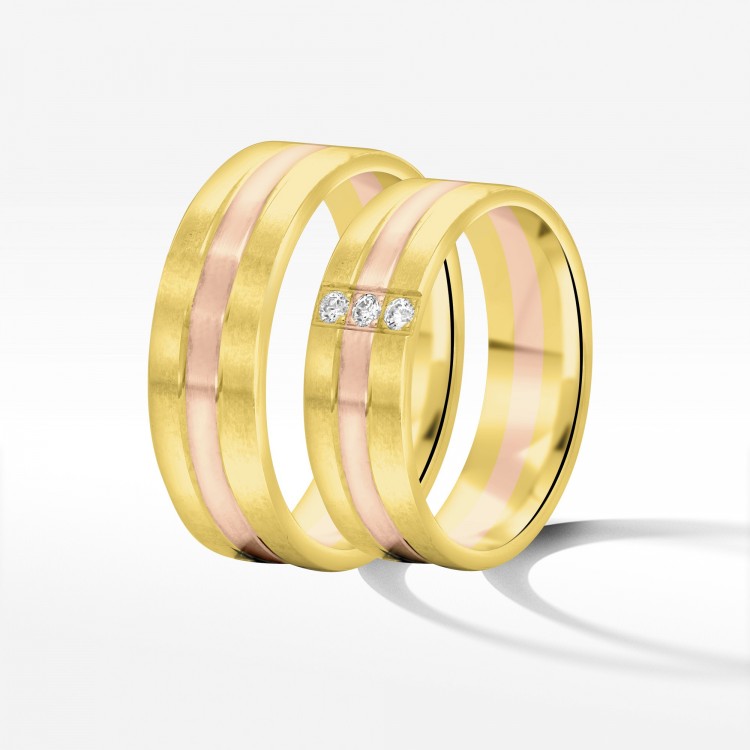 Obrączki ślubne z dwukolorowego złota 6mm