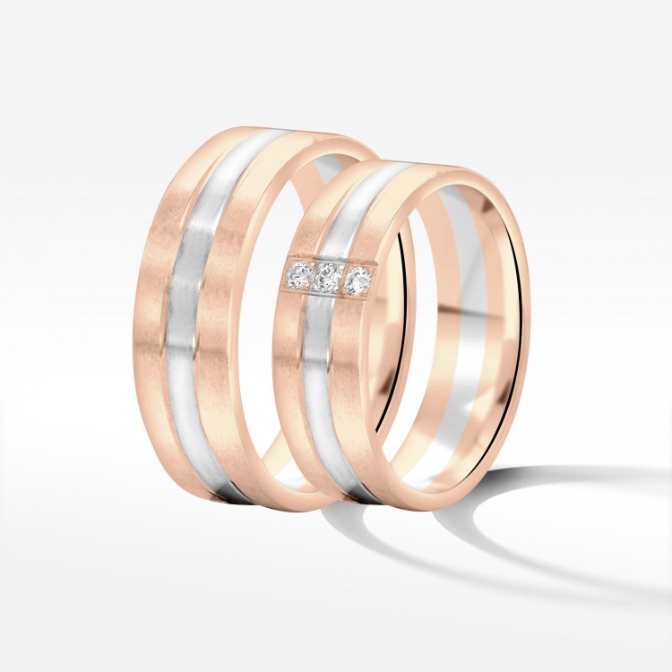 Obrączki ślubne z dwukolorowego złota 6mm