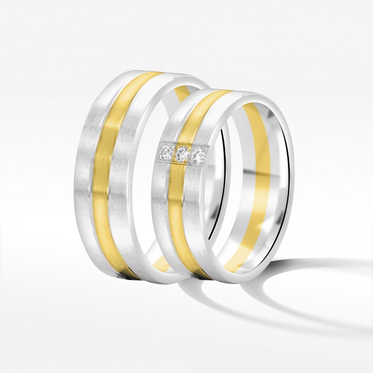 Obrączki ślubne z dwukolorowego złota 6mm