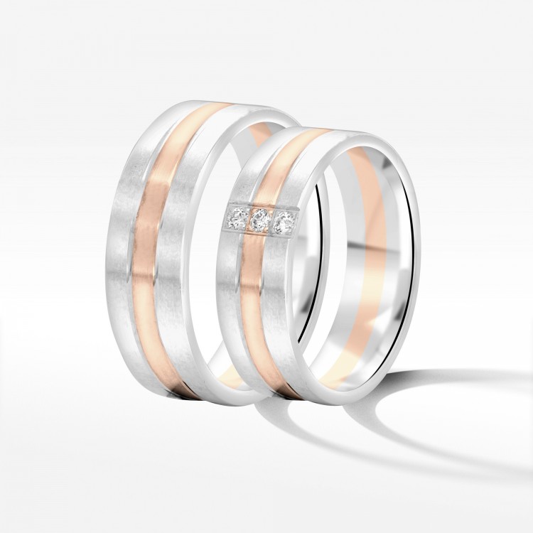 Obrączki ślubne z dwukolorowego złota 6mm