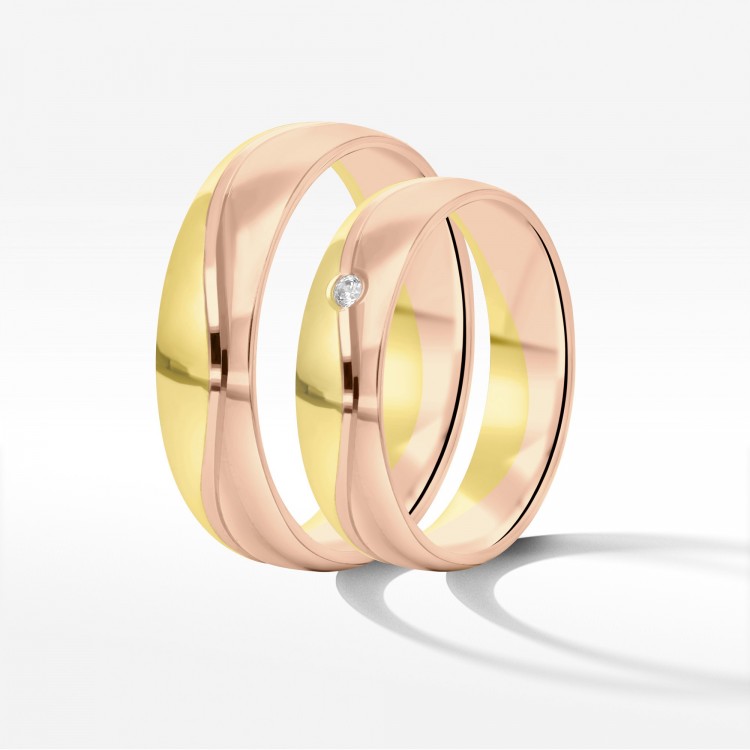 Obrączki ślubne z dwukolorowego złota 5mm