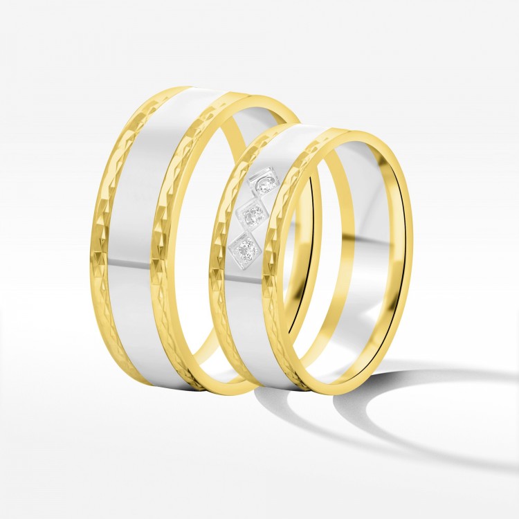 Obrączki ślubne z dwukolorowego złota 6mm