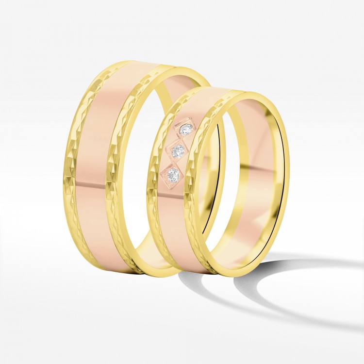 Obrączki ślubne z dwukolorowego złota 6mm