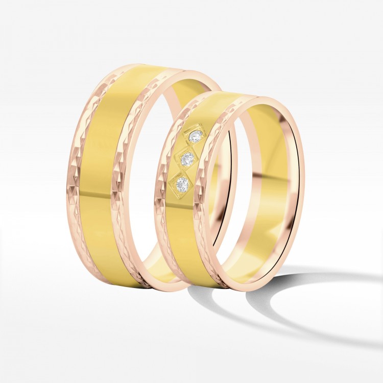 Obrączki ślubne z dwukolorowego złota 6mm