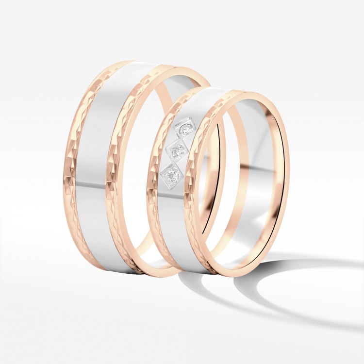 Obrączki ślubne z dwukolorowego złota 6mm