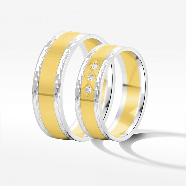 Obrączki ślubne z dwukolorowego złota 6mm