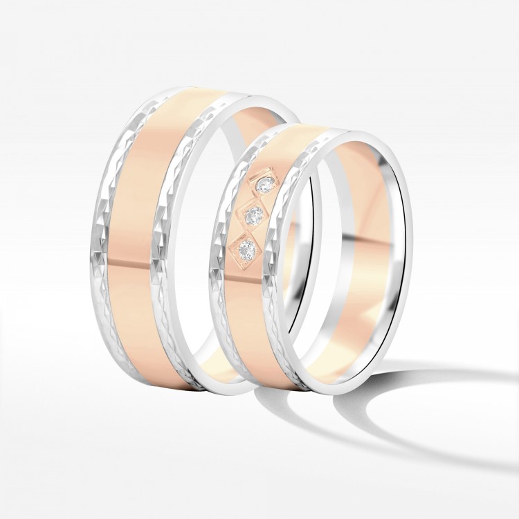 Obrączki ślubne z dwukolorowego złota 6mm