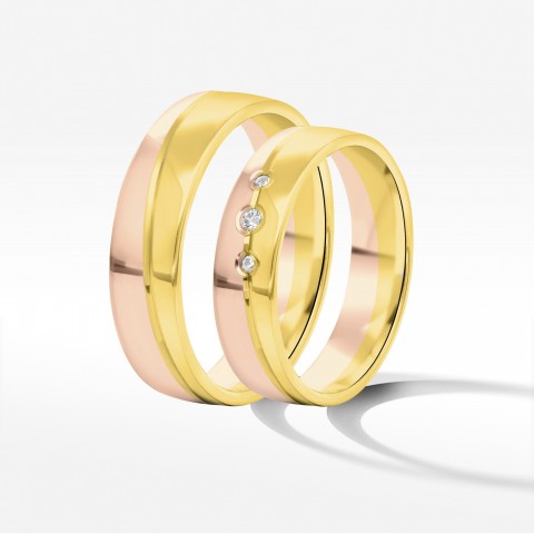 Obrączki ślubne z dwukolorowego złota 5mm