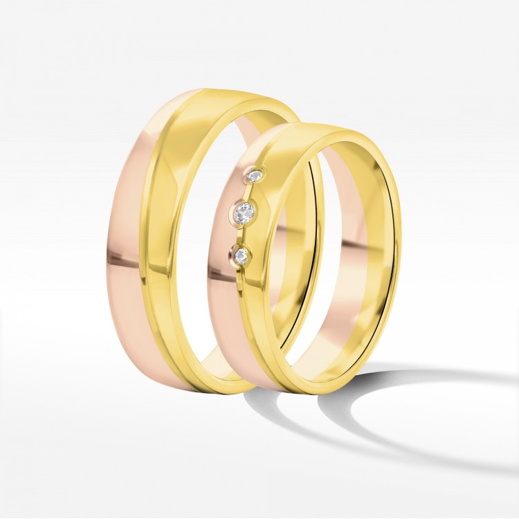 Obrączki ślubne z dwukolorowego złota 5mm