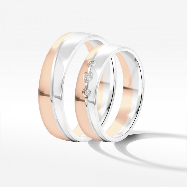 Obrączki ślubne z dwukolorowego złota 5mm