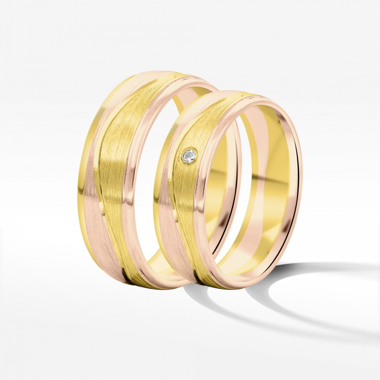 Obrączki ślubne z dwukolorowego złota 6mm