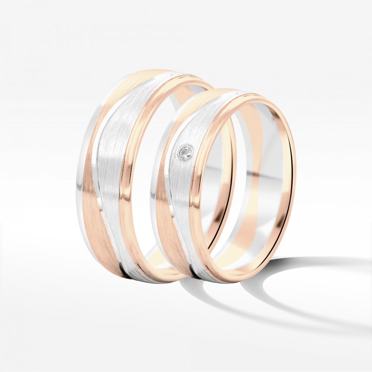 Obrączki ślubne z dwukolorowego złota 6mm