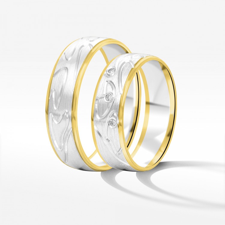 Obrączki ślubne z dwukolorowego złota 6mm