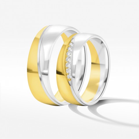Obrączki ślubne z dwukolorowego złota 6mm