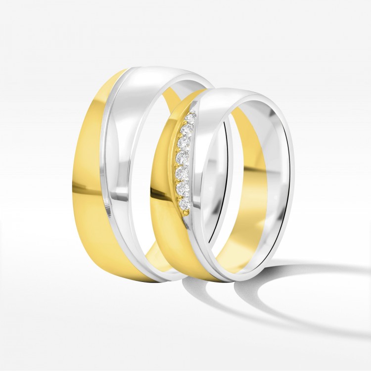 Obrączki ślubne z dwukolorowego złota 6mm