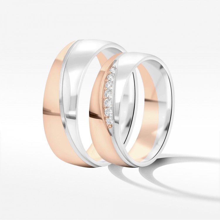 Obrączki ślubne z dwukolorowego złota 6mm