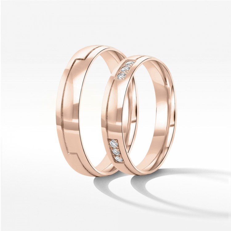 Obrączki ślubne z różowego złota 4,5mm