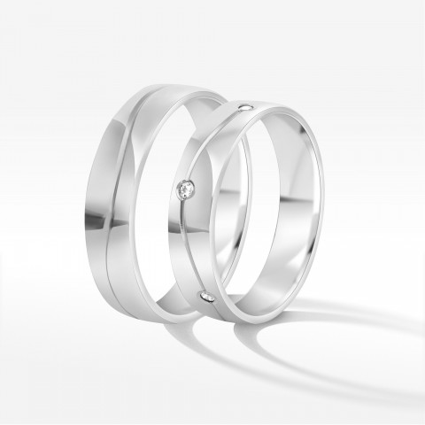 Obrączki ślubne z białego złota 4.5mm półokrągłe