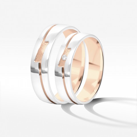 Obrączki ślubne z dwukolorowego złota 5mm