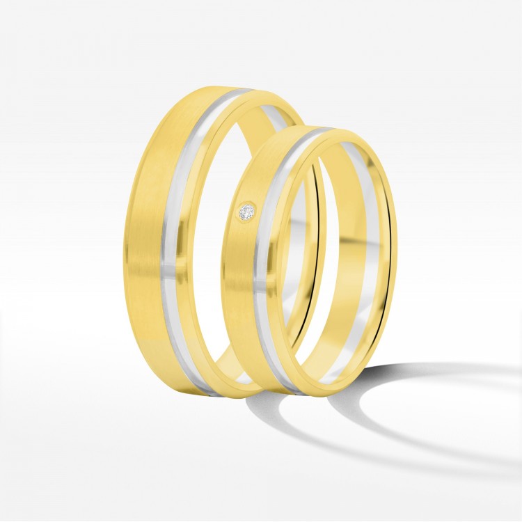 Obrączki ślubne z dwukolorowego złota 5mm/6mm