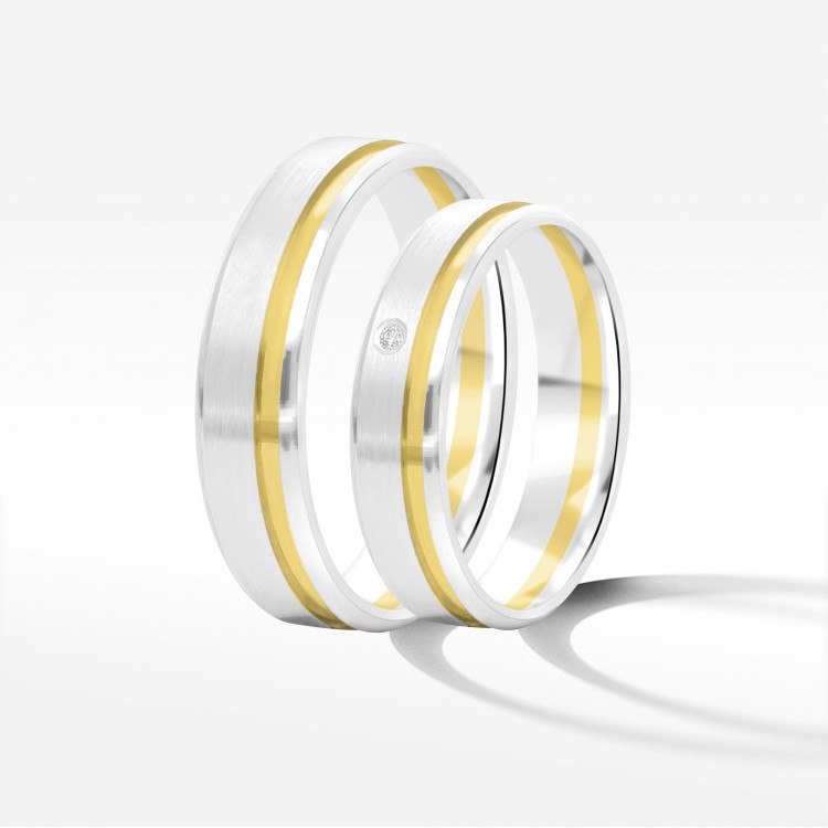 Obrączki ślubne z dwukolorowego złota 5mm/6mm
