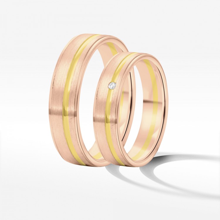 Obrączki ślubne z dwukolorowego złota 5mm