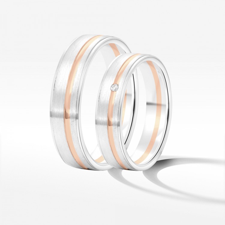 Obrączki ślubne z dwukolorowego złota 5mm