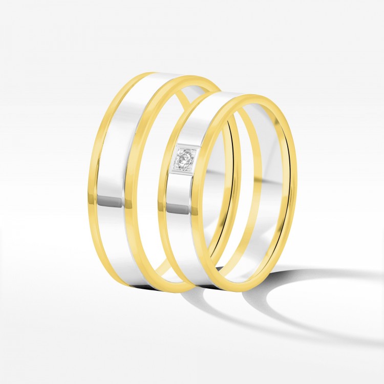 Obrączki ślubne z dwukolorowego złota 5mm